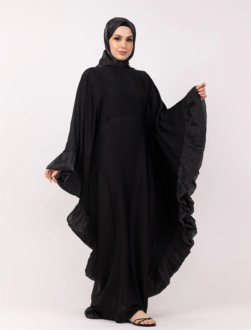 Black Organza Trim Kaftan